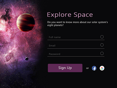 Daily UI Challenge #001 - Sign Up 100 daily ui daily 100 challenge design desktop design sign in sign up solar system space uidesign