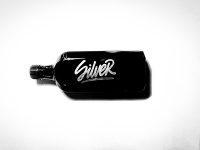 Silver custom bottle calligraphy customed handcraft handwriting ink lettering letters lettrage silver type typography