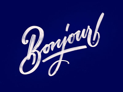 Bonjour ! blue bonjour calligraphy handcraft handmade handwriting lettering letters lettrage script type typography words