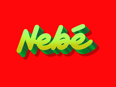 Nebé 3d birthday calligraphy custom green handcraft handwriting lettering letters lettrage paint red relief type typography writing yellow