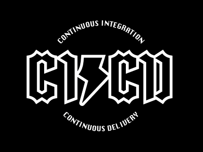 CI/CD black letter logo logo design rocknroll software pun