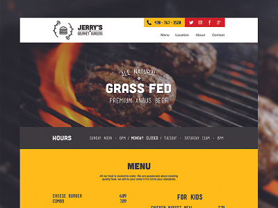 Jerry's Website flat interface restaurant ui web website