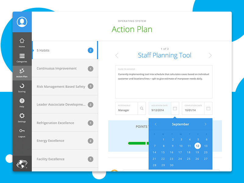 Action Plan calander dashboard flat planning ui ux web