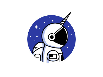 Astronaut illo astronaut character icon illustration logo space stars unicorn