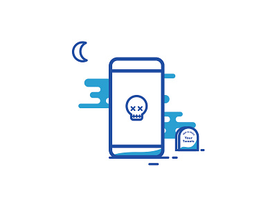 Ded dead graveyard icon illustration phone skull tombstone