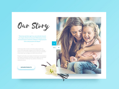 Our Story blue clean color flat minimal shadow typography ui ux web