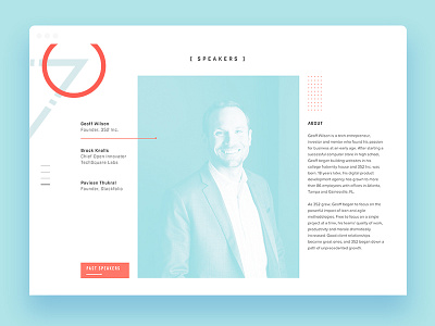 This Month's Speakers abstract concept duotone ui ux web