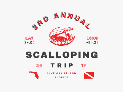 3rd Annual Scalloping Trip badge dive illustration print scallop typography
