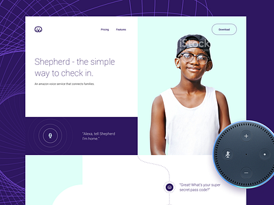 Shepherd amazon dot app hackathon landing page minimal purple ui ux