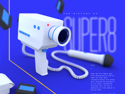 Super 8 History 3d blue clean minimal typography