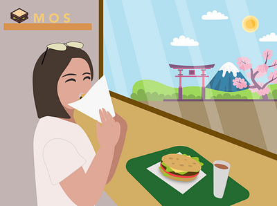 MOS burger from Japan🇯🇵 100days dailychallenge design flat foodie illustration japan sketch travel