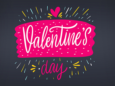 Valentine's Day cartoon cute heart holiday illustration lettering phrase pink sketch typography valentine day vector