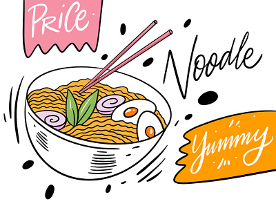 Noodle asia cartoon chinese cute design egg food illustration noodle sketch street food vector