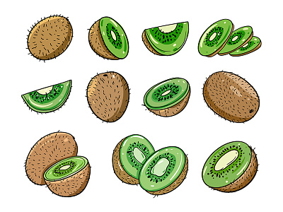 Kiwi Fruit awesome cartoon cute food fruit green icon illustration kiwi sketch summer sweet