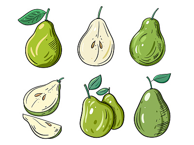 Pear fruit cartoon cute green holiday illustration pear sketch style summer sweet