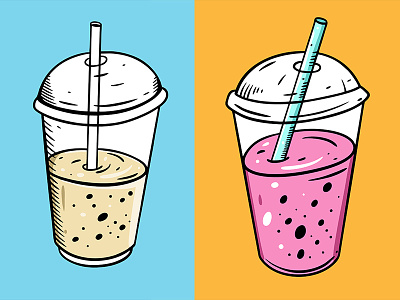 Summer Drinks cartoon cup cute design drink fresh ice tea illustration lemonade mug pink sketch summer vector yellow youtube