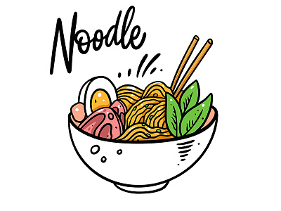 Asian food asian food cartoon cute dinner eat egg food icon illustration japanese logo meat noodle sketch soup