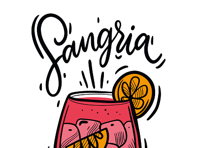 Sangria cocktail cocktail design glass icon illustration lettering logo orange sangria sketch type vector wine