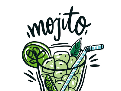 Mojito cocktail citrus cocktail design icon illustration lettering lime logo mint mojito sketch type vector