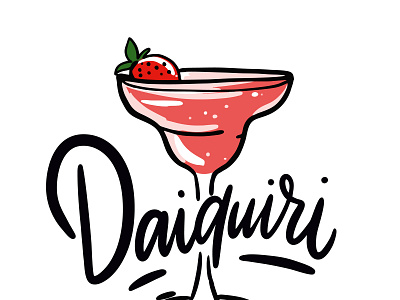 Daiquiri Cocktail cocktail design glass ice icon illustration lettering logo mint red sketch type vector