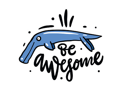 Dino Be Awesome awesome design dinosaur fish icon illustration lettering logo sea sketch type vector