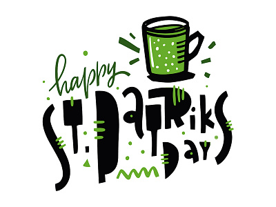 Happy St. Patriks Day beer black cocktail design green green app happy holiday icon illustration lettering logo patricks day patrik phrase quote sketch type typorgraphy vector
