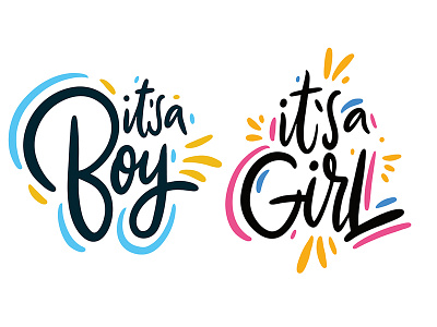 Boy & Girl baby boy cartoon cute design girl icon illustration lettering logo phrase quote shower sketch type typorgraphy vector