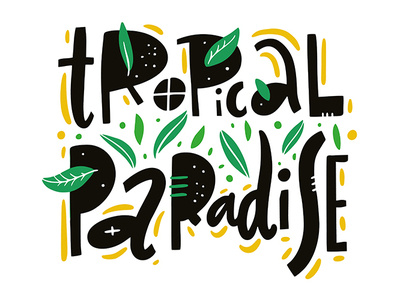 Tropical Paradise cartoon cute design icon illustration lettering logo natural paradise sketch summer sunrise tropical type typography vector