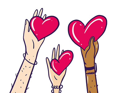 Sharing Hope cartoon cute design hand heart hope icon illustration logo people sketch vector