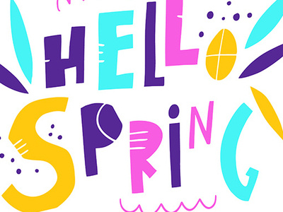 Hello Spring cartoon cute design hello icon illustration lettering logo sketch spring type typography vector