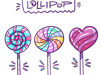 Lollipops candy cartoon cute design dessert illustration lollipop rainbow sketch summer sweet vector