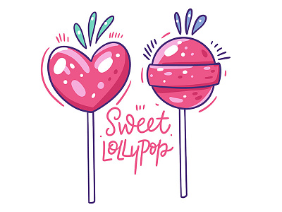 Lollypops cartoon cute illustration lettering pink sketch summer sweet vector