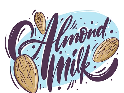 Almond Milk cartoon cute illustration lettering nut phrase sketch vector