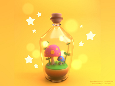 Shrooms in a Bottle 3d blender blender3d design illustration