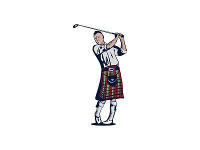 Scottish Golfer blue brand club drawing golf golfer green illustration logo procreate red scotland scottish swing