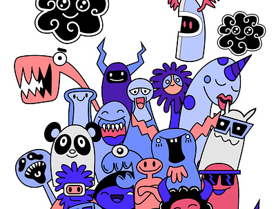 Happy Monster doodle doodleart minimal monster