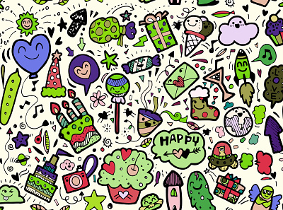 Happy Doodle cards class cosmetics cute cute easy drawings doodle drawings easy gifts kamo kawaii kawaii doodle monsters notebooks notebooks cards gifts sketching super cute
