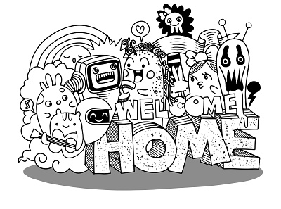 Welcome Home Doodle cards class cosmetics cute cute easy drawings doodle drawings easy gifts kamo kawaii kawaii doodle monsters notebooks notebooks cards gifts sketching super cute