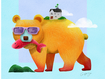 Watercolor cute Bear clipart bear kawaii teddy