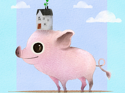 Watercolor cute Pig clipart greeting cards illustration kawaii pig piglet