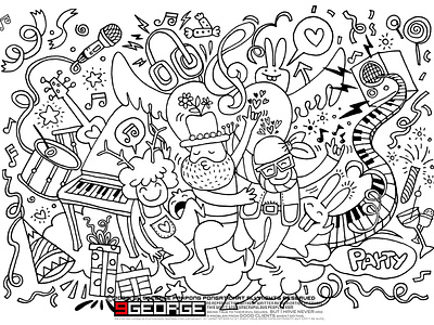 Hand drawing Doodle Vector Illustration of Funny party people