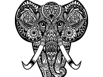 Vintage graphic vector Indian lotus ethnic elephant animal doodle elephant flat greeting cards hand drawn illustration tattoo vector