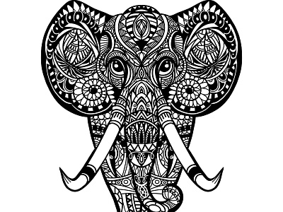 Vintage graphic vector Indian lotus ethnic elephant