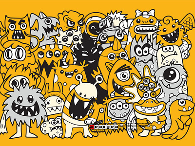 Doodle cute Monster background