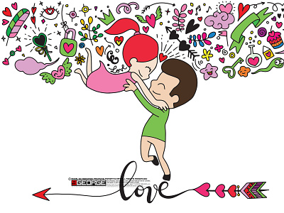 LOVE design doodle flat greeting cards hand drawn illustration posters and more. vector valentines vector wedding
