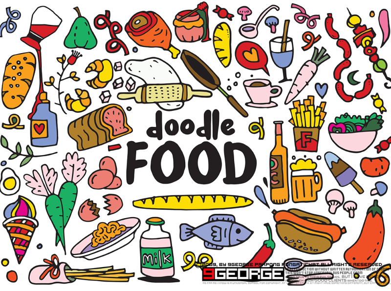 food and drink doodles by pakpong pongatichat on Dribbble