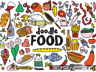 food and drink doodles design doodle flat greeting cards hand drawn illustration posters and more. vector vector