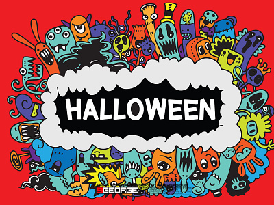 Halloween,Cartoon Monsters collection. design doodle flat greeting cards halloween hand drawn illustration monster posters and more. vector vector