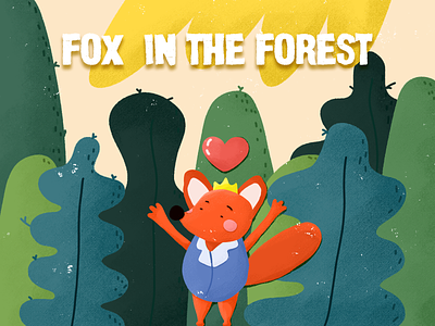 fox in the forest design fox illustration