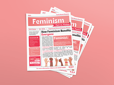 Feminism: Fact vs. Fiction design educational feminism feminist feminist flyer flyer newspaper school tamu texas am university